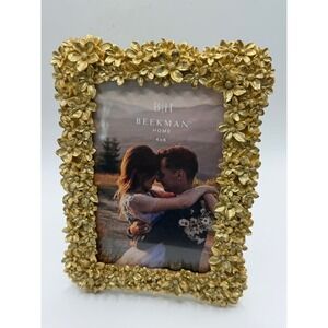 Beekman Home Gold Floral 4x6 Picture Frame Ornate Textured Flower Border